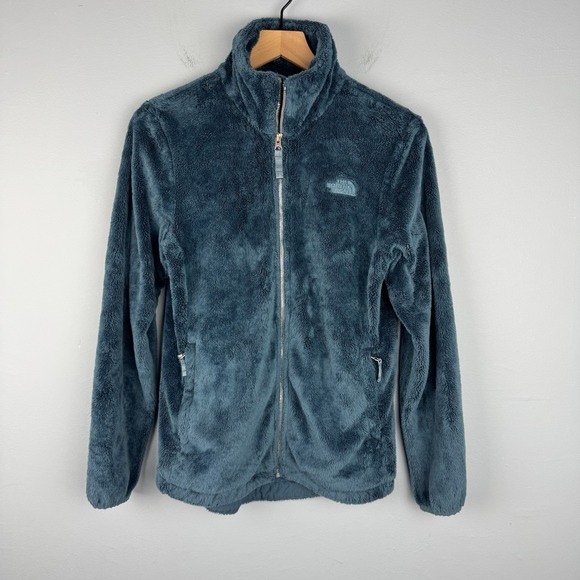 The North Face Full Zip Osito Fleece Teddy Fuzzy Jacket Women's Size Medium Blue - Picture 2 of 5